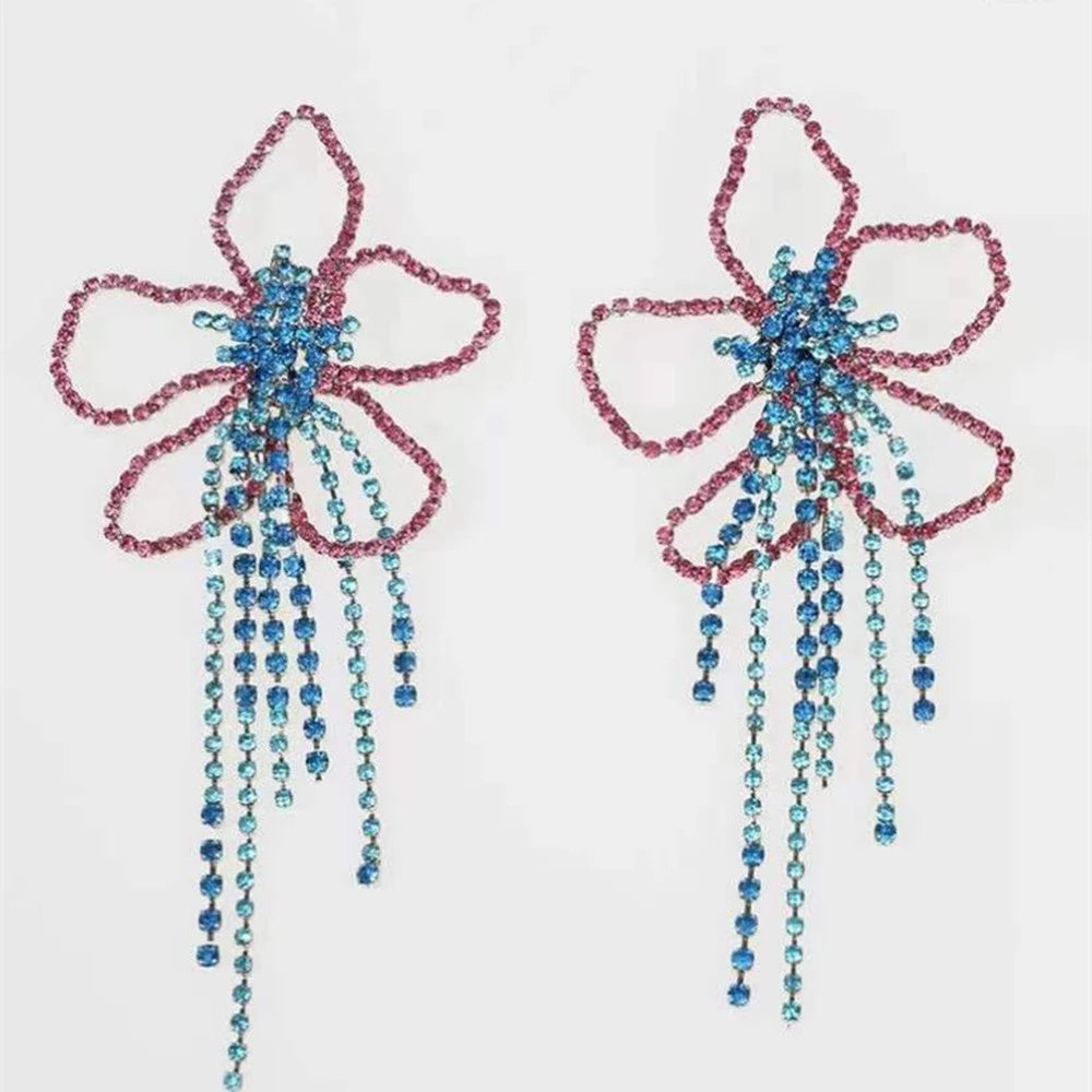 Exaggerated Long Tassel Rhinestone Bra Chain