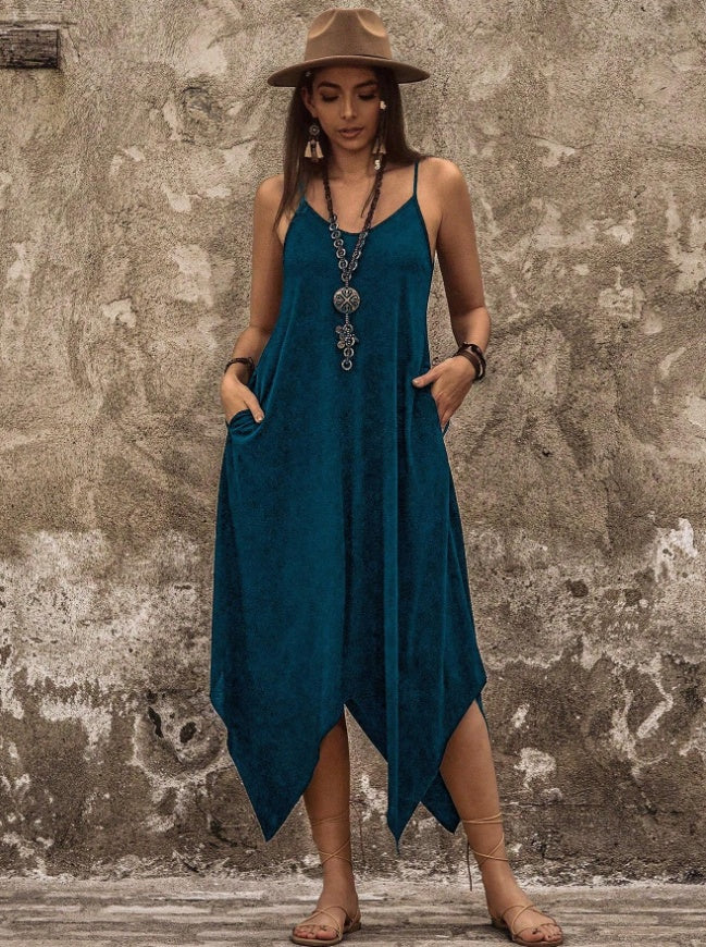 Holidaya Women Solid Hanky Hem Cami Dress