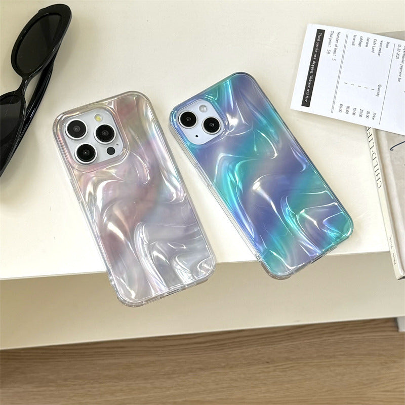 Simple Blue And White Gold Blooming Phone Case Drop-proof Simple