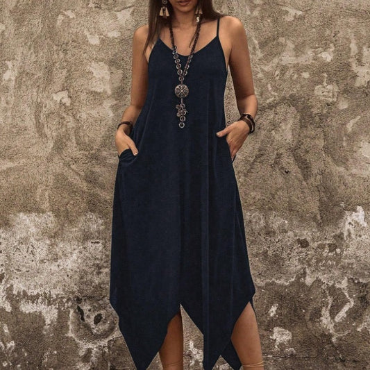 Holidaya Women Solid Hanky Hem Cami Dress