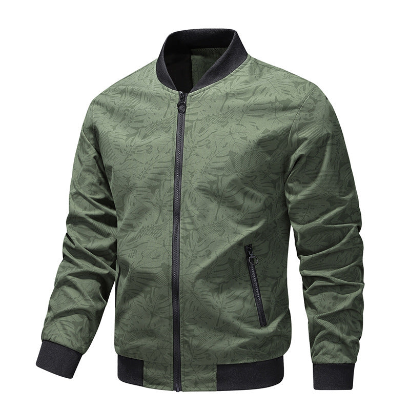 Spring And Autumn Jacket Men's Simple Youth Coat Zipper Bag High Quality Fabric