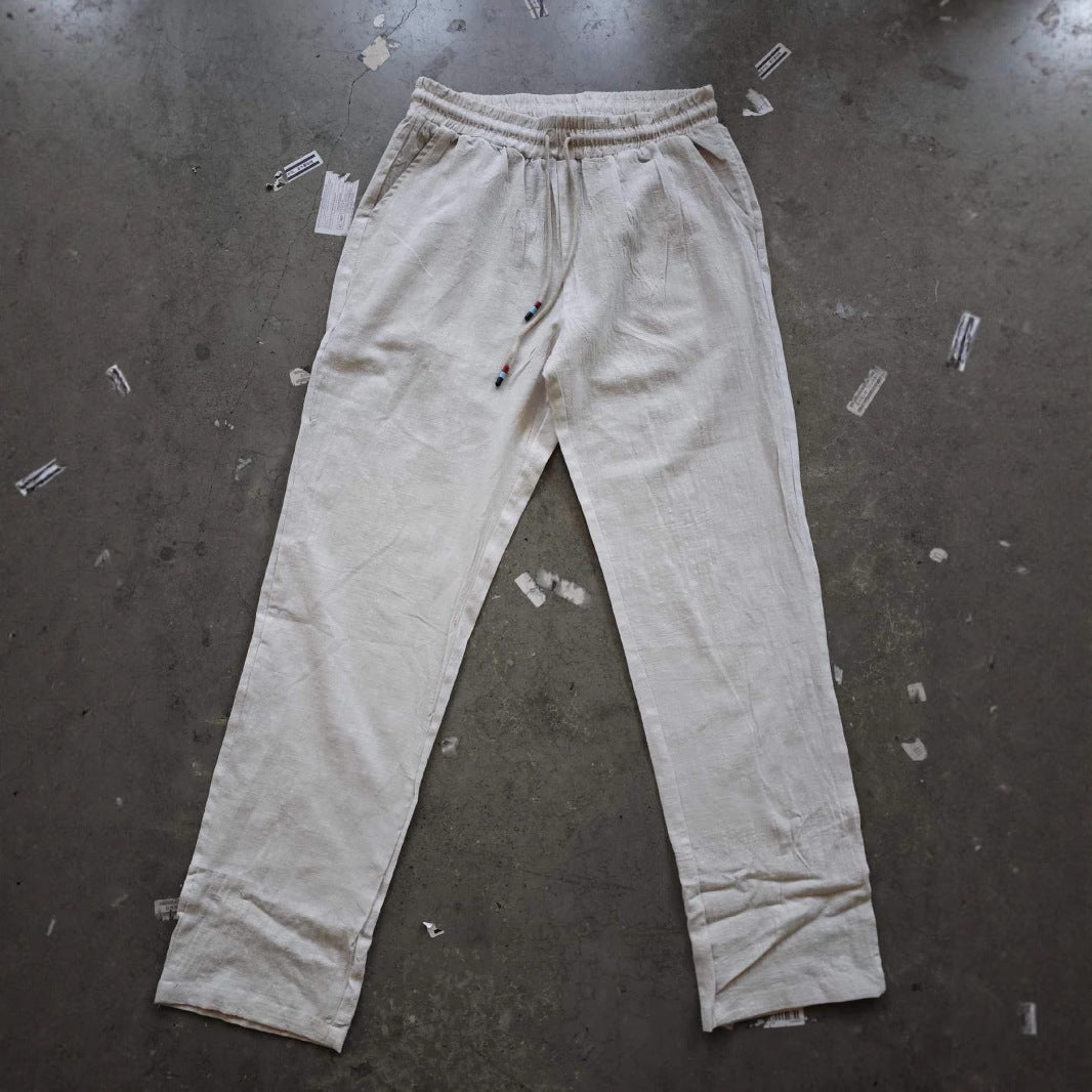European And American Sports Suit Men's Long Linen Sleeves Fashion Work Clothes Trousers