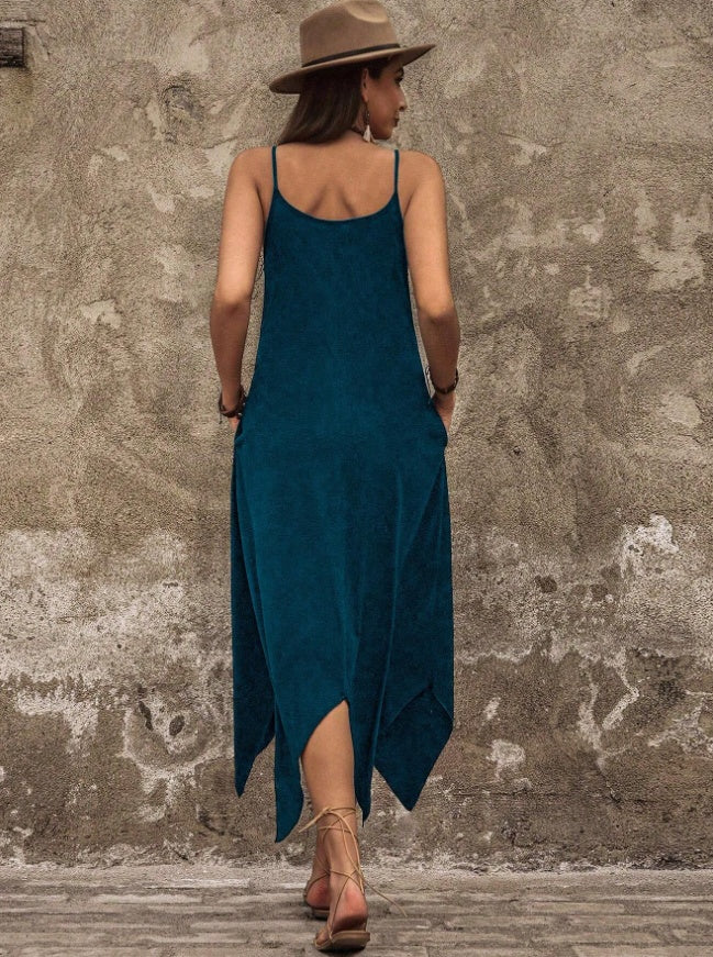 Holidaya Women Solid Hanky Hem Cami Dress