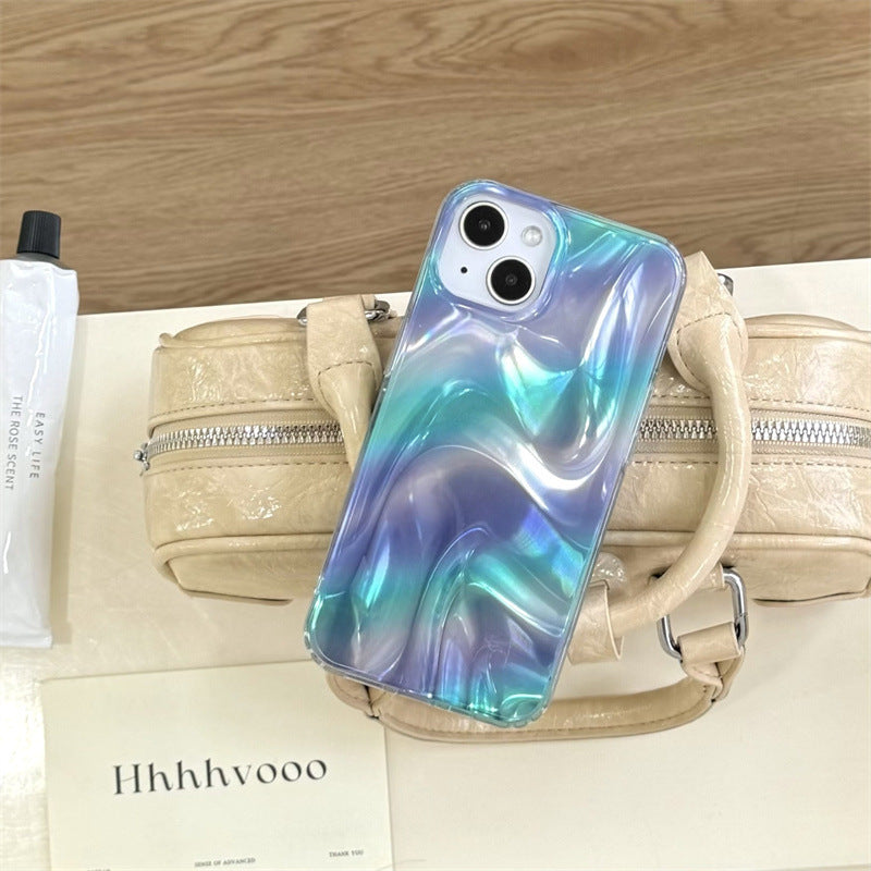 Simple Blue And White Gold Blooming Phone Case Drop-proof Simple