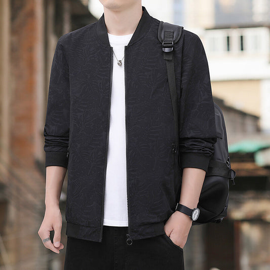 Spring And Autumn Jacket Men's Simple Youth Coat Zipper Bag High Quality Fabric
