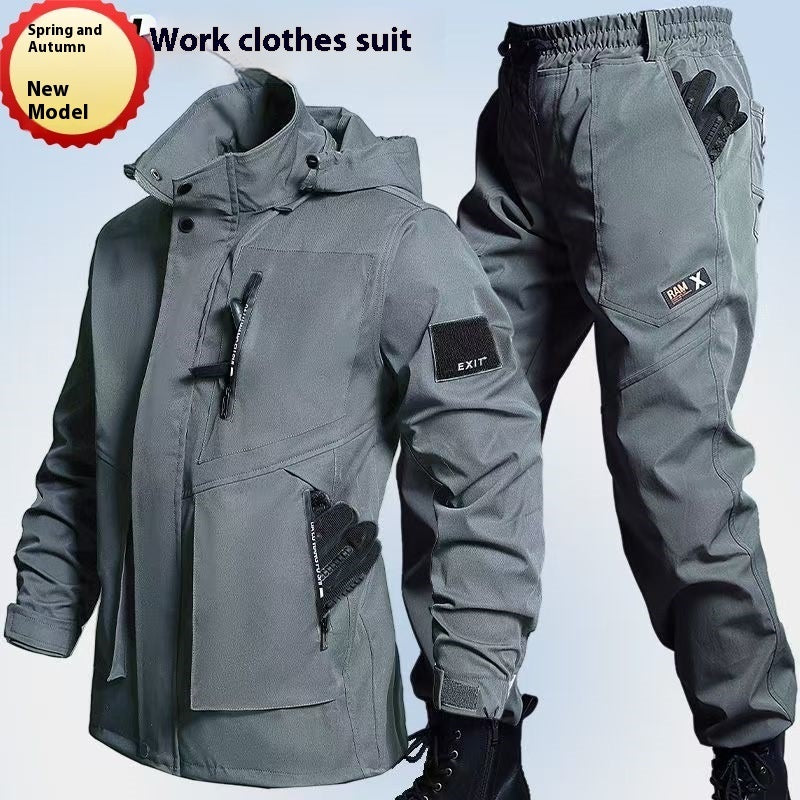 Autumn And Winter Fleece-lined Waterproof Jacket Suit