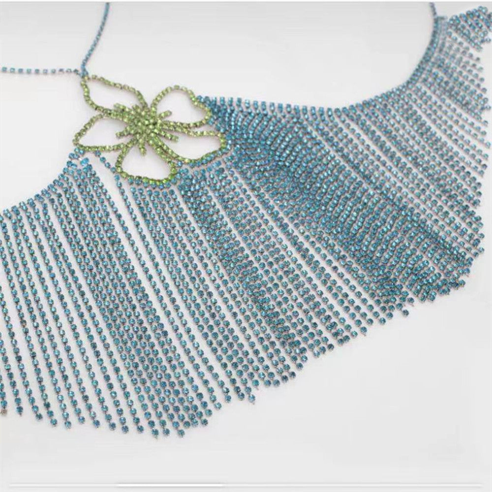 Exaggerated Long Tassel Rhinestone Bra Chain