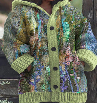 Abstract 3D Printing Casual Cloak Coat Women