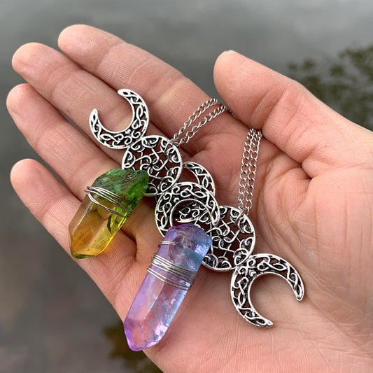 Green Branches Natural Rough Stone Necklace