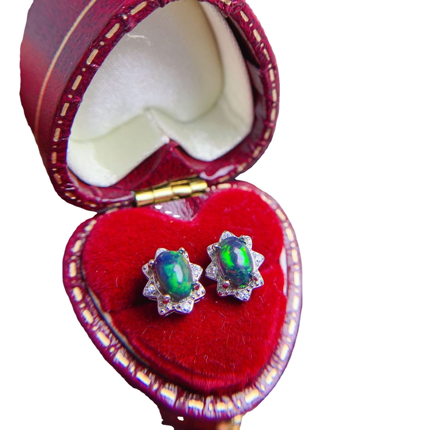 Natural Colorful Black Stud Earrings 925 Silver